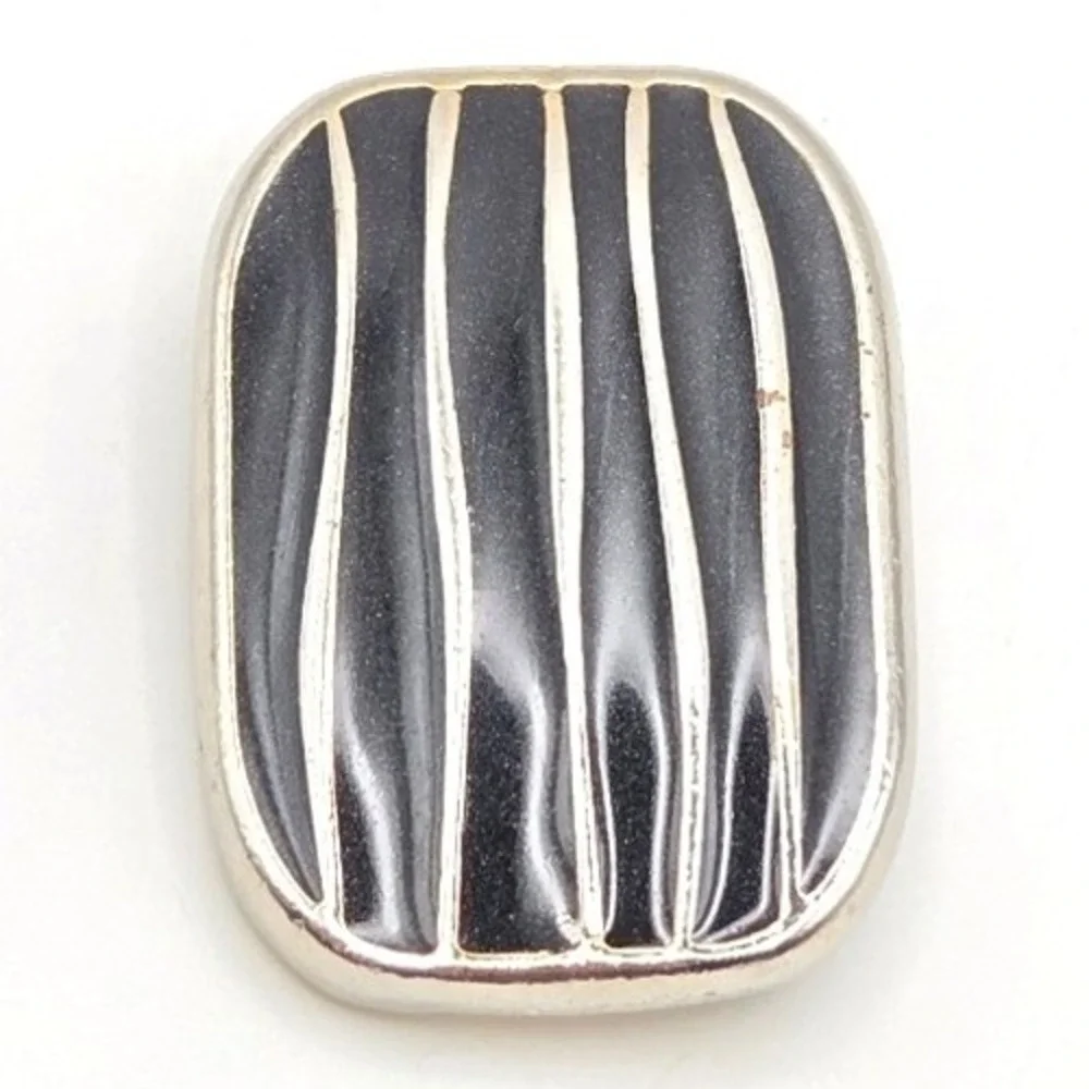 Vintage Ernst Gideon Bek Abstract Black Silver Tone BroochPendant Art Deco Style
